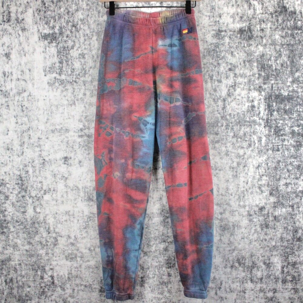 Aviator Nation Tie Dye Womens Size XS Red Blue Sweatpants Joggers Lounge